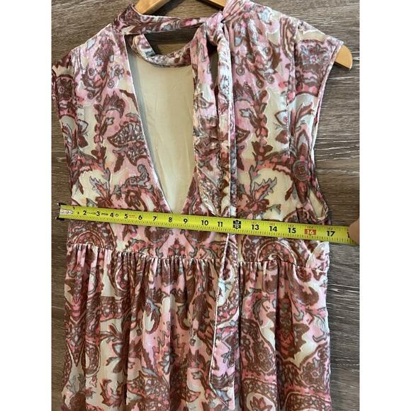 Free People All the Time Velvet Mini Dress Petal Combo XS Rose Country Boho New - Picture 4 of 10